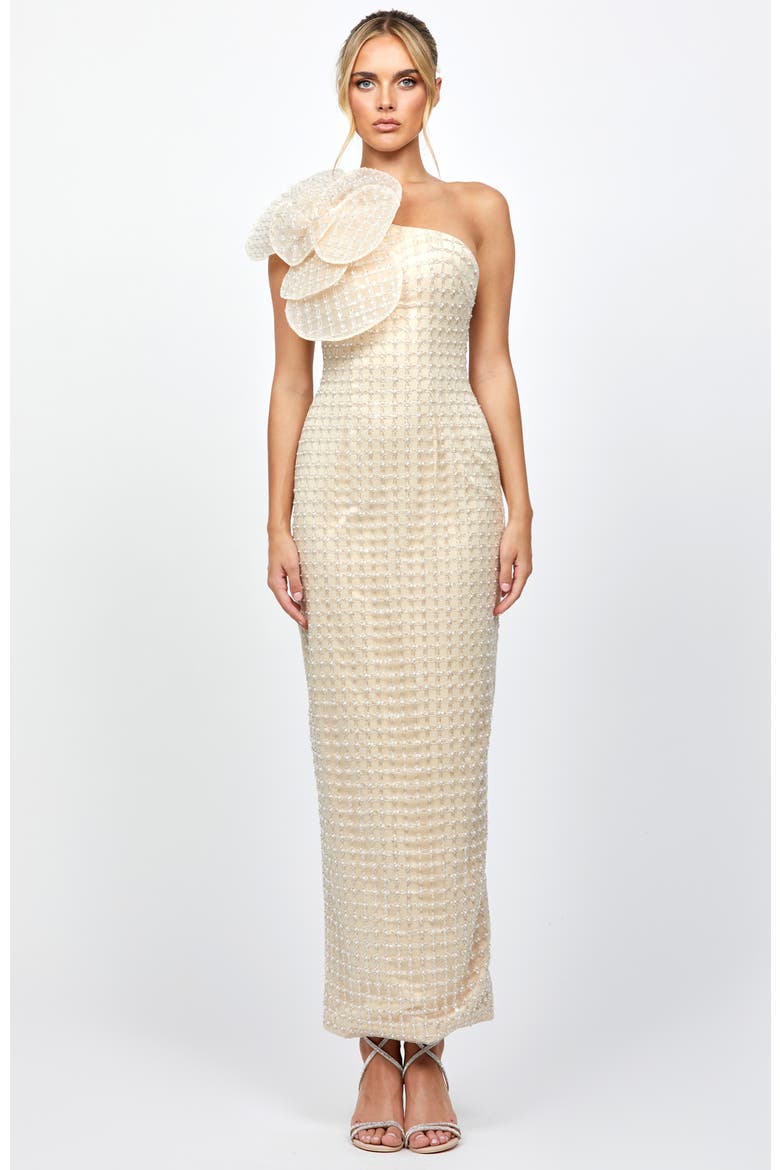 Dalylah One Shoulder Statement Midaxi, Alternate, color, CHAMPAGNE