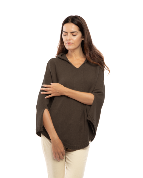 Pure Cashmere Hooded Poncho
