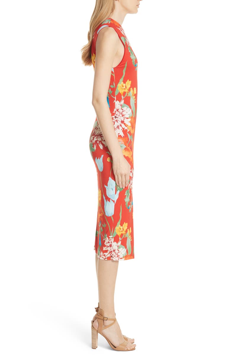 Alice + Olivia Delora Floral Sleeveless Body-Con Dress, Alternate, color, 