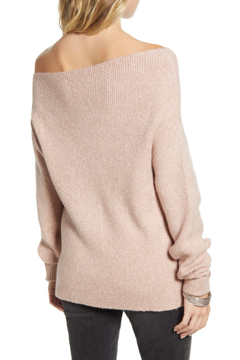 Off the Shoulder Pullover, Alternate, color, PINK ADOBE