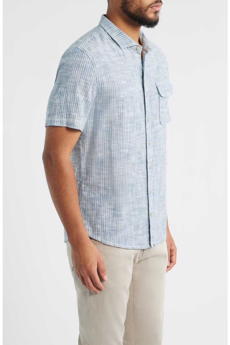 Ennis Hangin' Out Stripe Short Sleeve Stretch Cotton Button-Up Shirt, Alternate, color, INDIGO