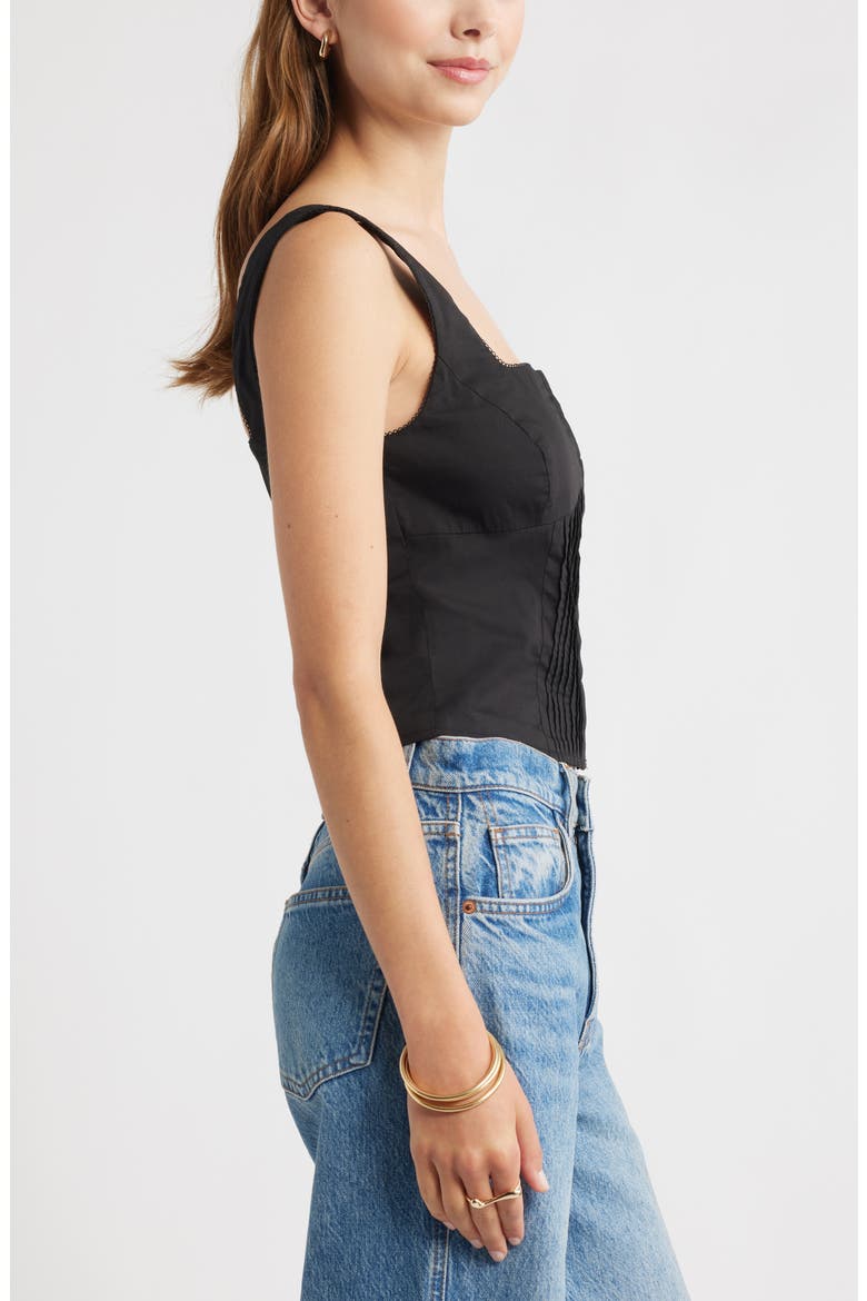 Pintuck Bustier Top, Alternate, color, BLACK