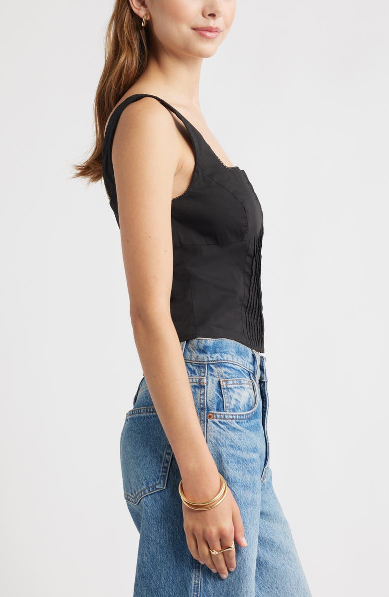 Open Edit Pintuck Bustier Top, Alternate, color, Black