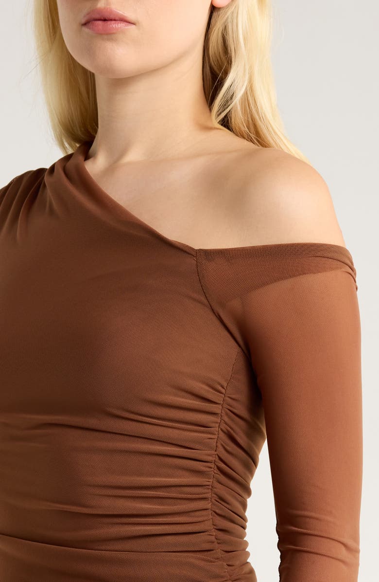 Nia Lyra One-Shoulder Long Sleeve Dress, Alternate, color, Truffle