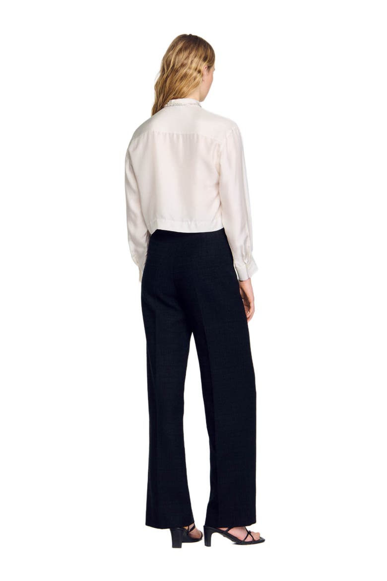 Cropped silk shirt, Alternate, color, Ecru