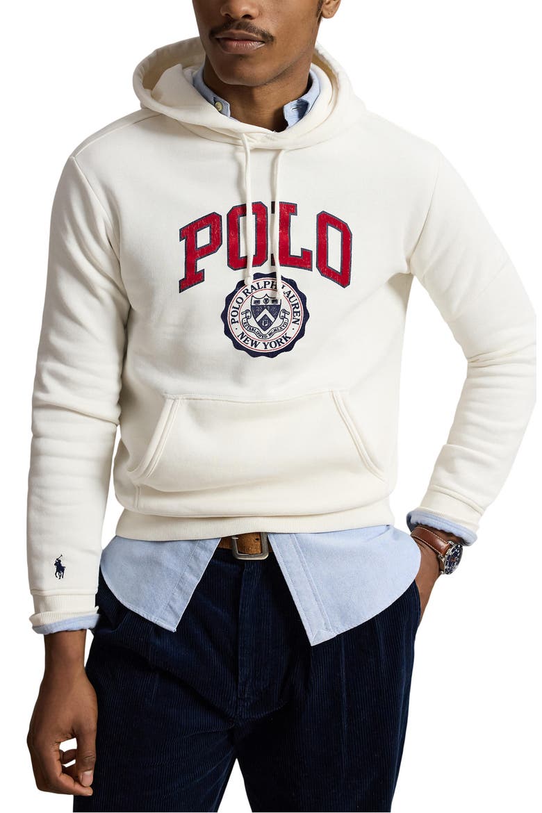 Graphic Fleece Hoodie, Main, color, WHITE