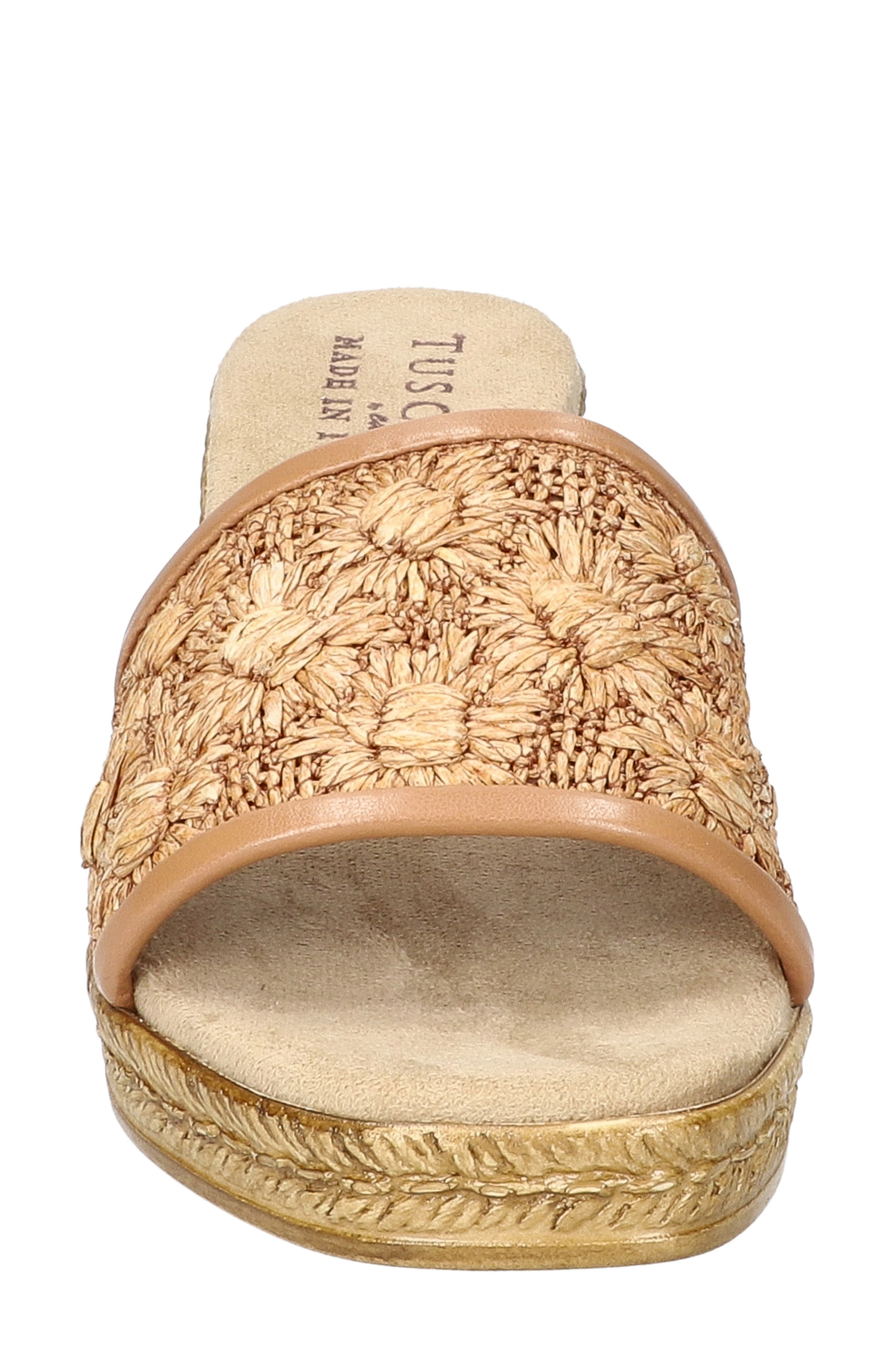 Ricci Espadrille Platform Wedge Slide Sandal, Alternate, color, NATURAL RAFFIA FLOWERS