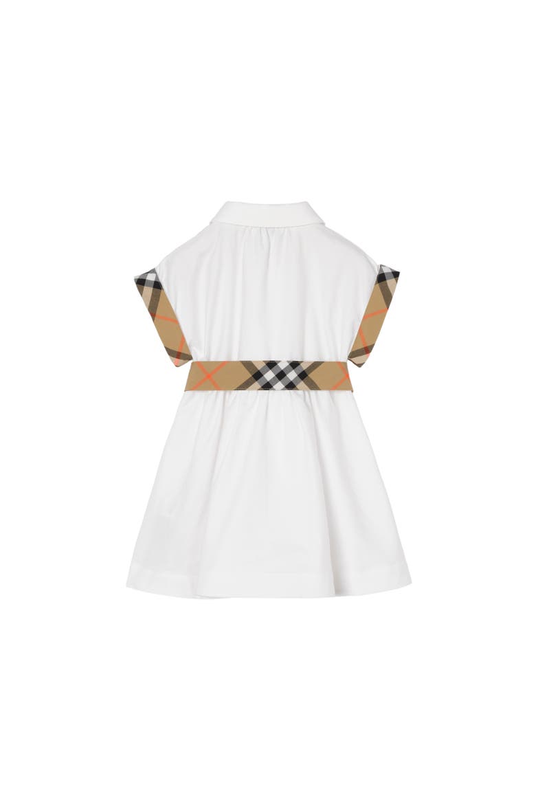 Check Trim Cotton Shirt Dress, Alternate, color, White