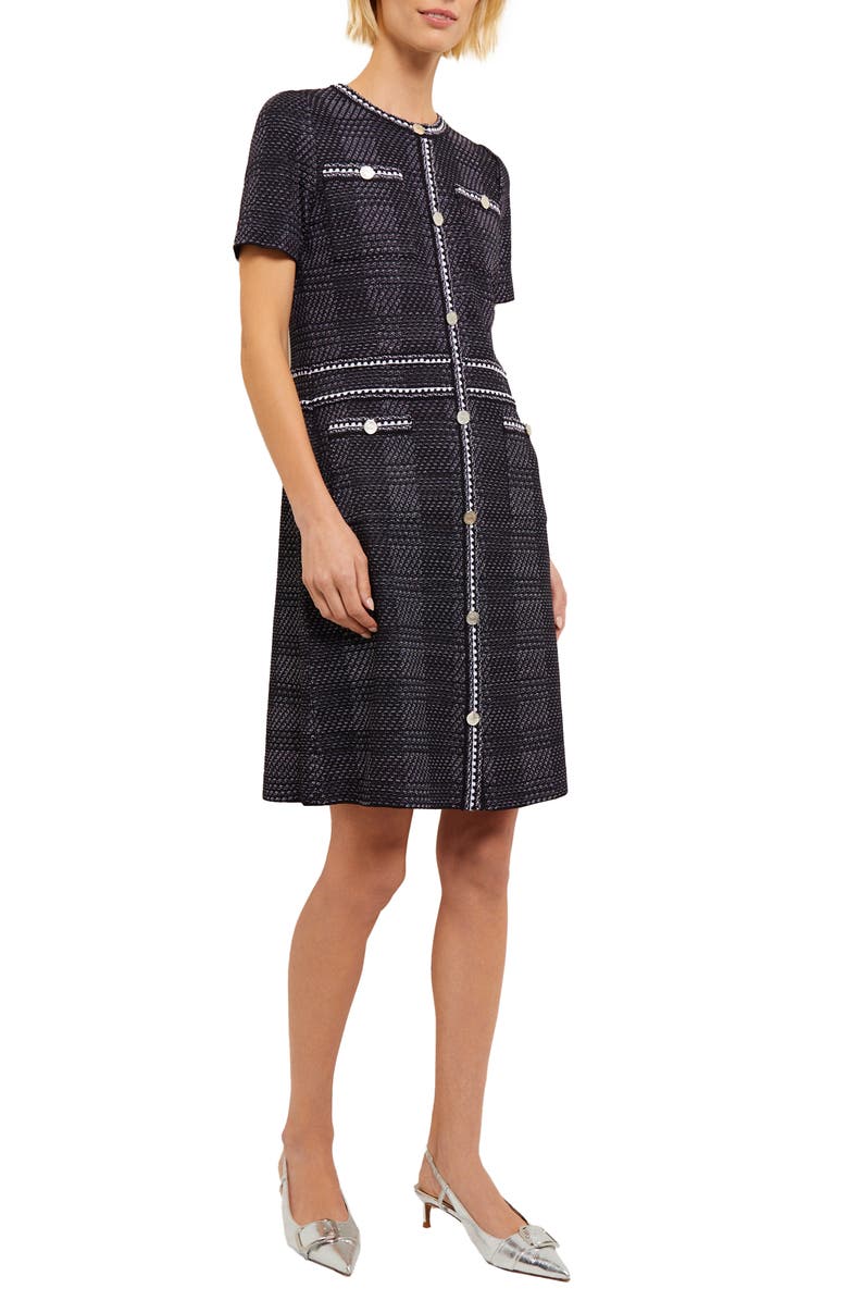 Misook Bold Plaid Knit Sheath Dress, Alternate, color, 