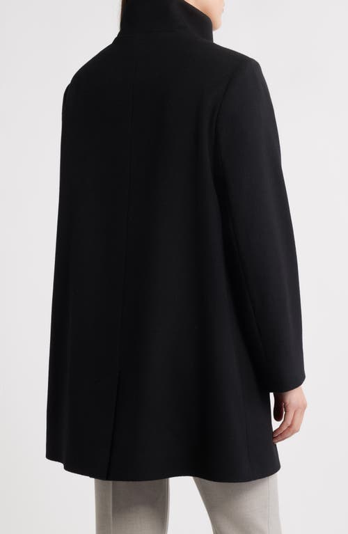 Fleurette Grace Stand Collar Wool Coat In Black