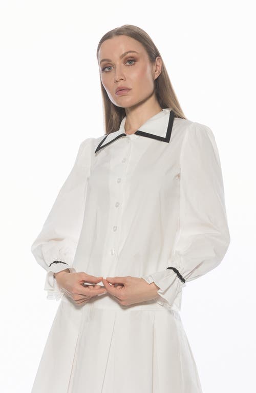 Alexia Admor Shannan Tipped Collar Button-up Shirt In White
