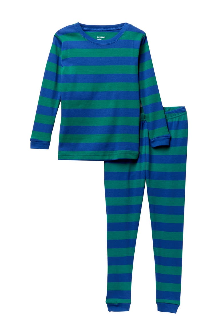 Two-Piece Pajama Set, Main, color, BLUE/GREEN