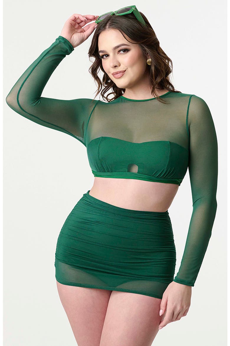 Shirred Skirt Swim Bottom, Main, color, Green