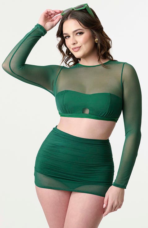 Shirred Skirt Swim Bottom