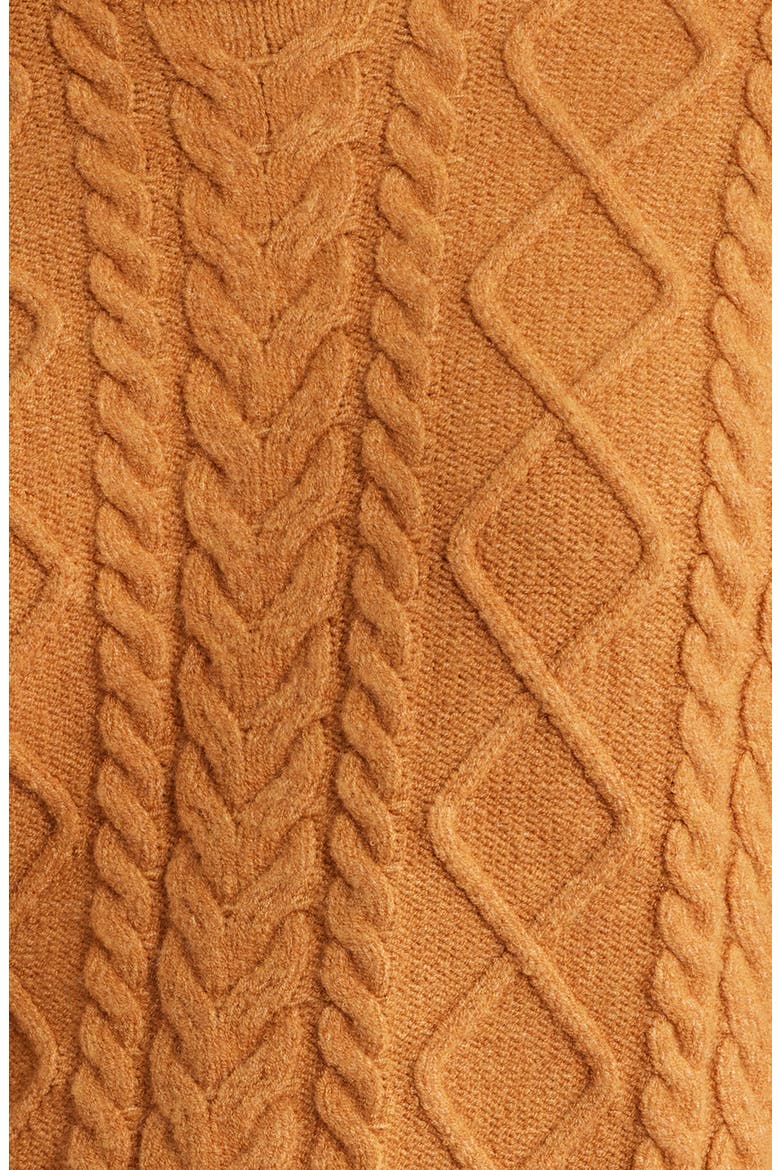 Three-Quarter Sleeve Cable Knit Sweater, Alternate, color, COGNAC