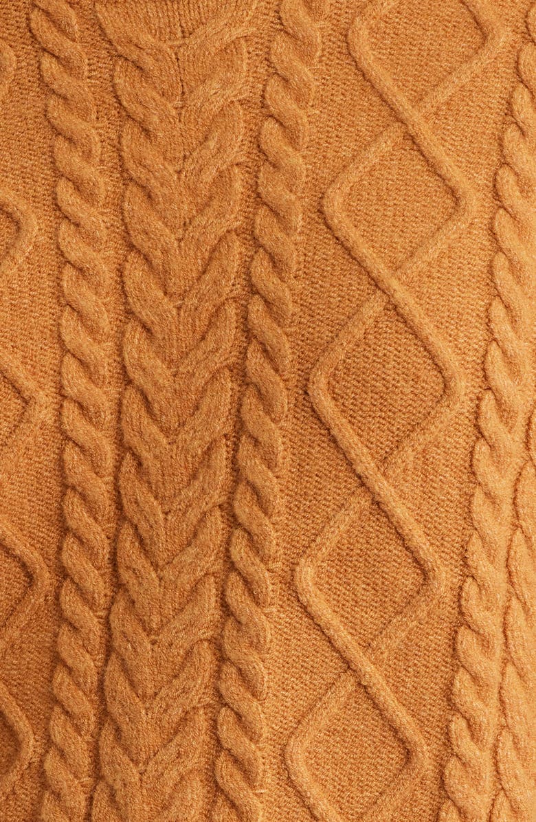 CITY BLUES Three-Quarter Sleeve Cable Knit Sweater, Alternate, color, Cognac