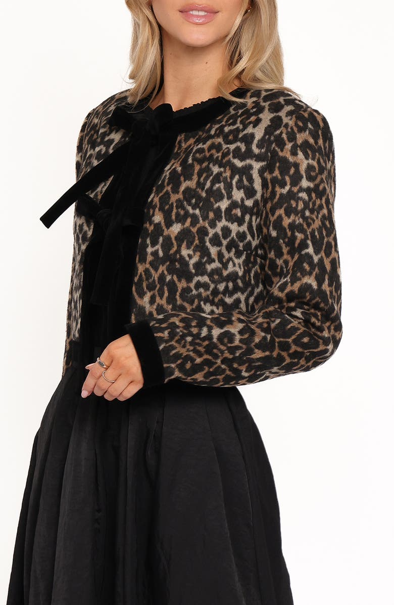 Petal & Pup Vanna Leopard Tie-Front Jacket, Alternate, color, Leopard