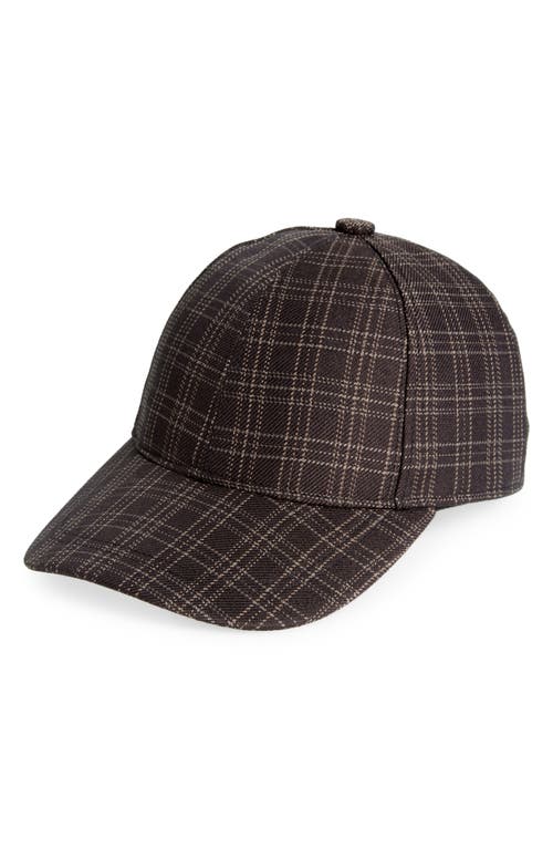Vince Kirkby Plaid Wool Blend Baseball Cap In Brown