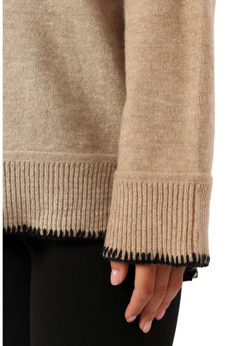 Elise Blanket Stitch Johnny Collar Sweater, Alternate, color, TAUPE