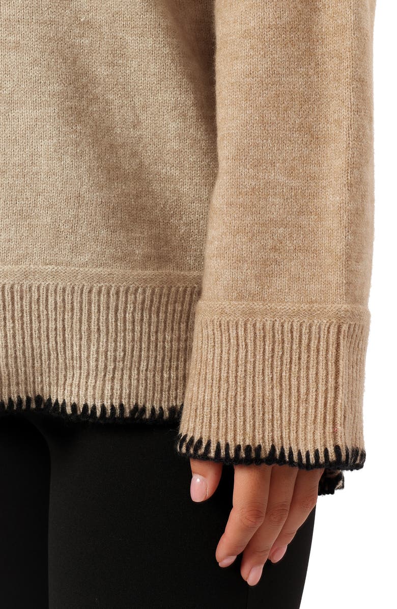 Petal & Pup Elise Blanket Stitch Johnny Collar Sweater, Alternate, color, Taupe