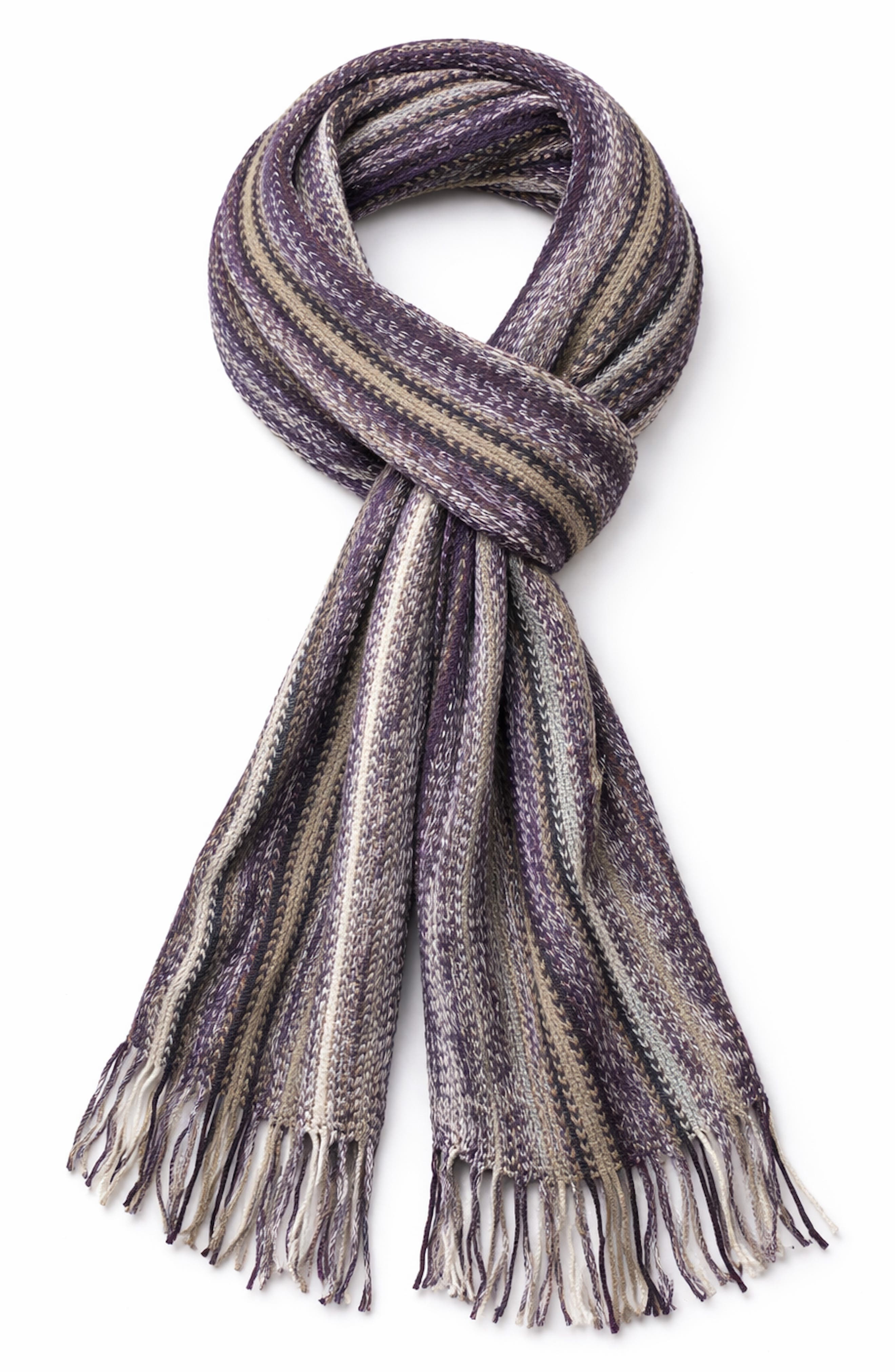 SAACHI Stripe Fringe Trim Scarf