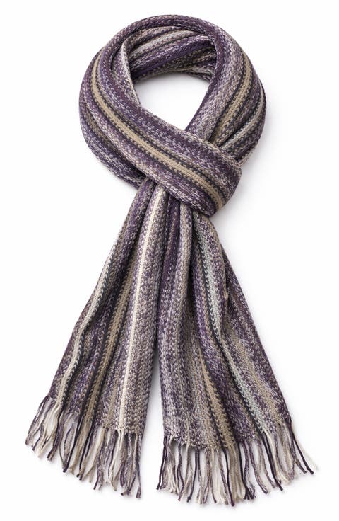 Stripe Fringe Trim Scarf