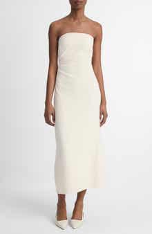 Vince Ruched Strapless Midi Dress