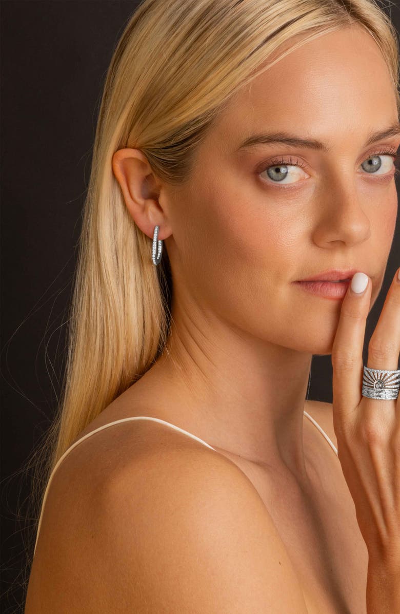 Sheryl Lowe Diamond Buckle Earring, Alternate, color, Sterling Silver