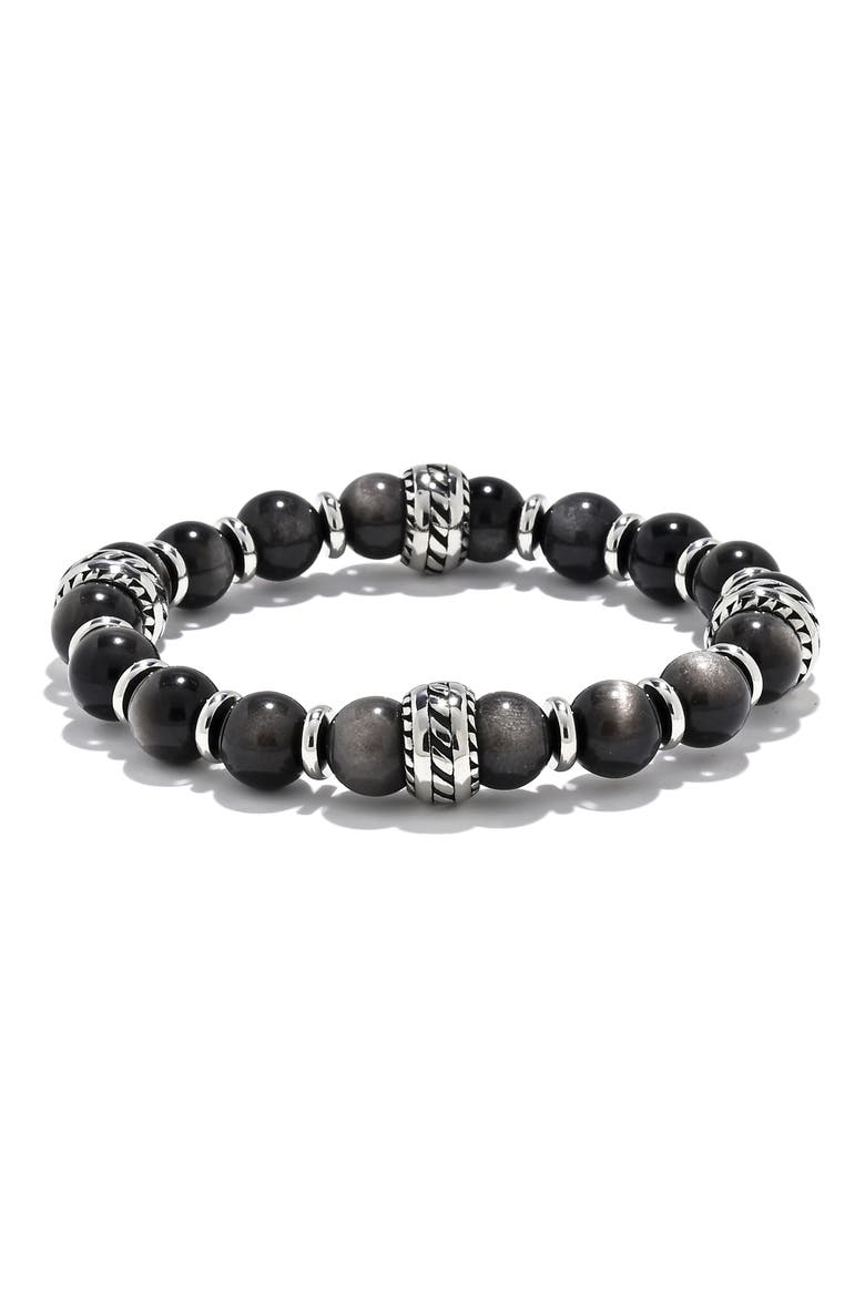 Daniel Stretch Bracelet with Silvertone Spacers, Main, color, SILVER
