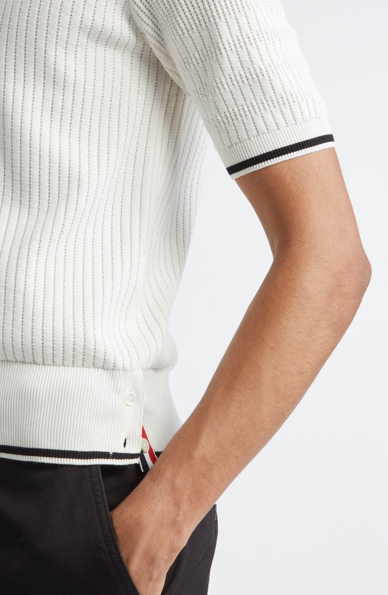 Thom Browne Mixed Stitch Polo, Alternate, color, White