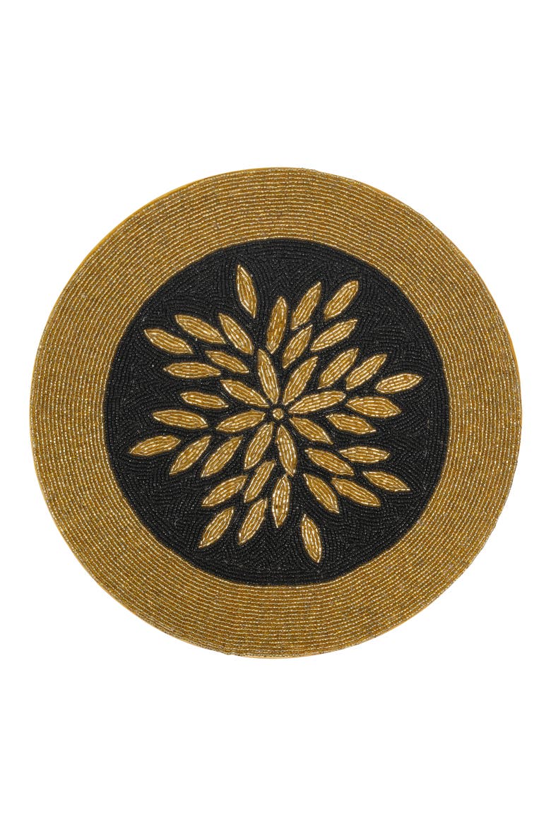 Beaded Placemat, Main, color, BLACK/ GOLD