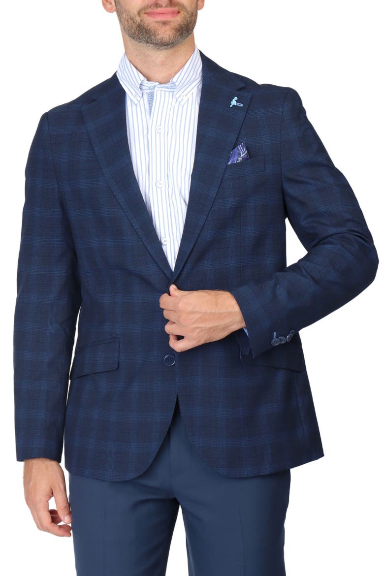 Glen Plaid Sport Coat, Alternate, color, NAVY