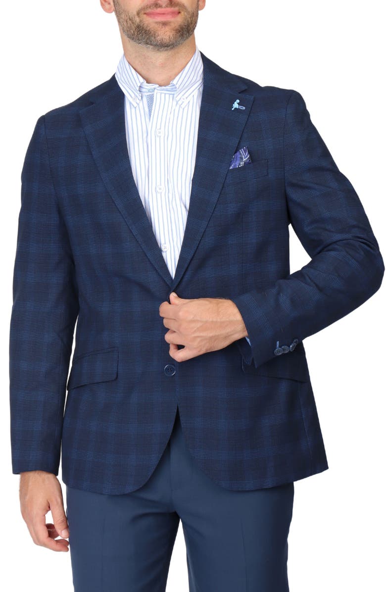 TailorByrd Glen Plaid Sport Coat, Alternate, color, Navy