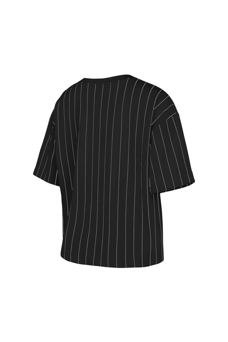 Women's New Era Black Chicago White Sox Boxy Pinstripe T-Shirt, Alternate, color, Black