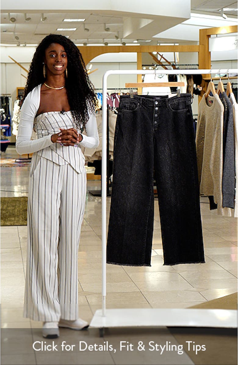 Teresa Floral Print Button Fly Wide Leg Jeans, sales video thumbnail