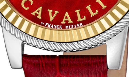 ROBERTO CAVALLI ROBERTO CAVALLI BY FRANCK MULLER MOTHER-OF-PEARL LEATHER STRAP WATCH, 30MM 