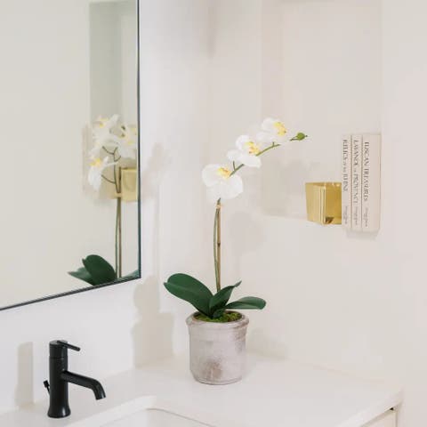 22" Artificial White Phalaenopsis Orchids Set of 2