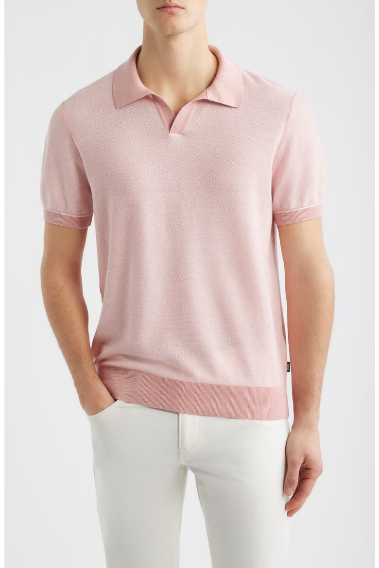 H-Narciso Stripe Johnny Collar Polo, Main, color, LIGHT/ PASTEL PINK