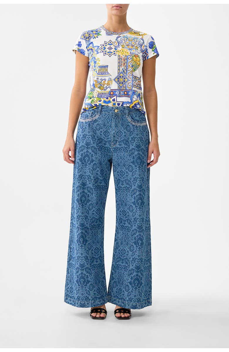 Camilla Slim Fit Round Neck T-Shirt, Main, color, España Nirvana