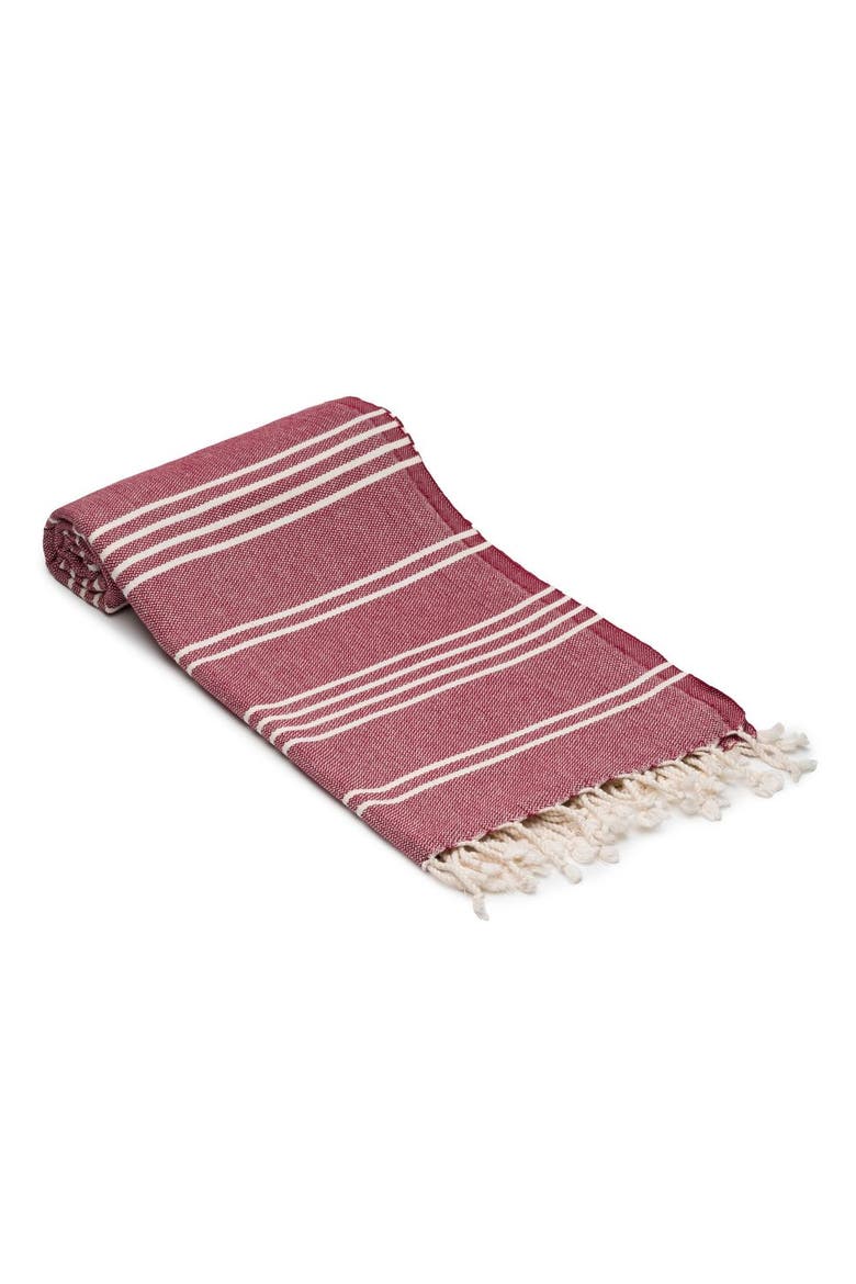 Essential Stripe Turkish Cotton Bath Towel, Main, color, Burgundy