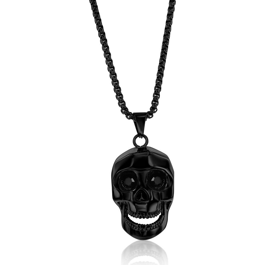 Blackjack Skull Pendant Necklace In Black