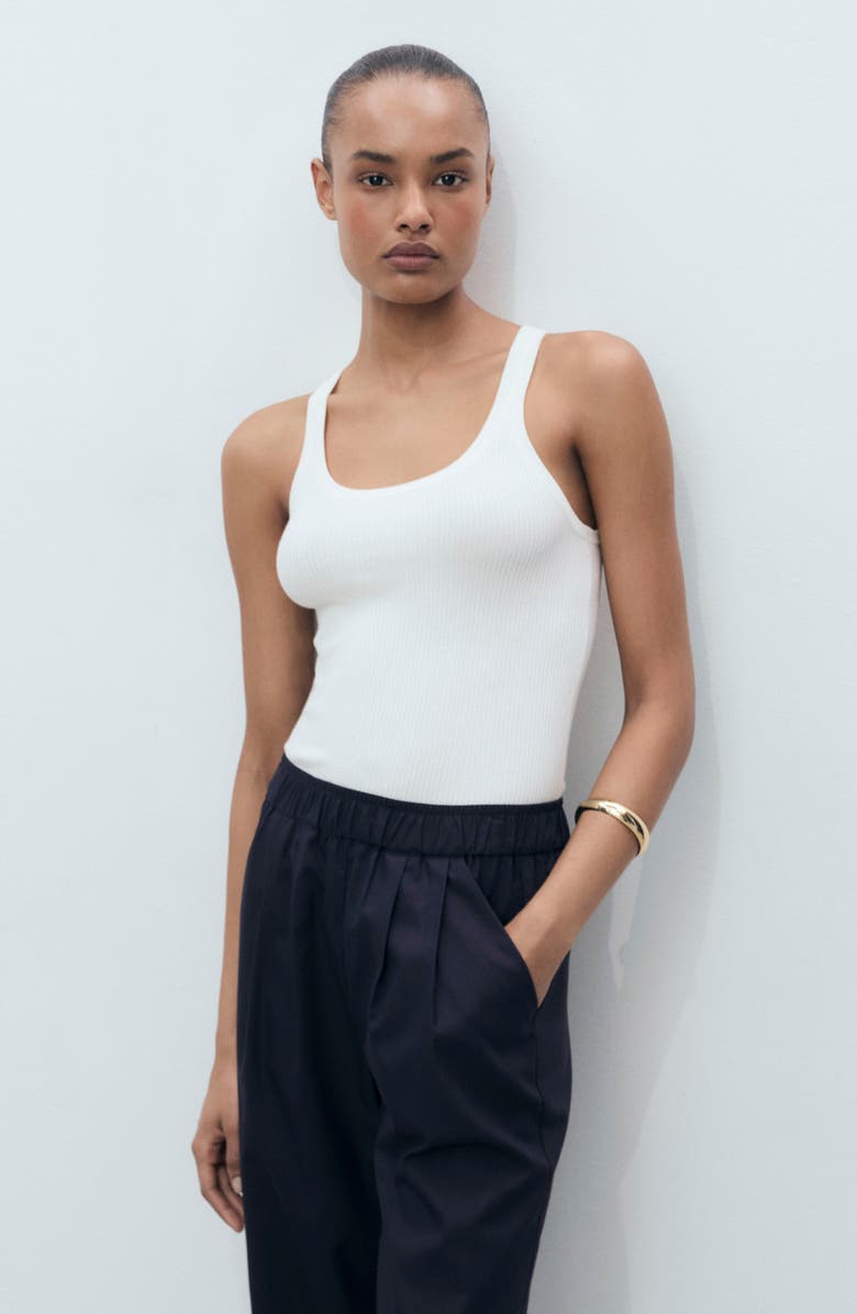 MANGO Straight Leg Crop Pants, Alternate, color, Navy