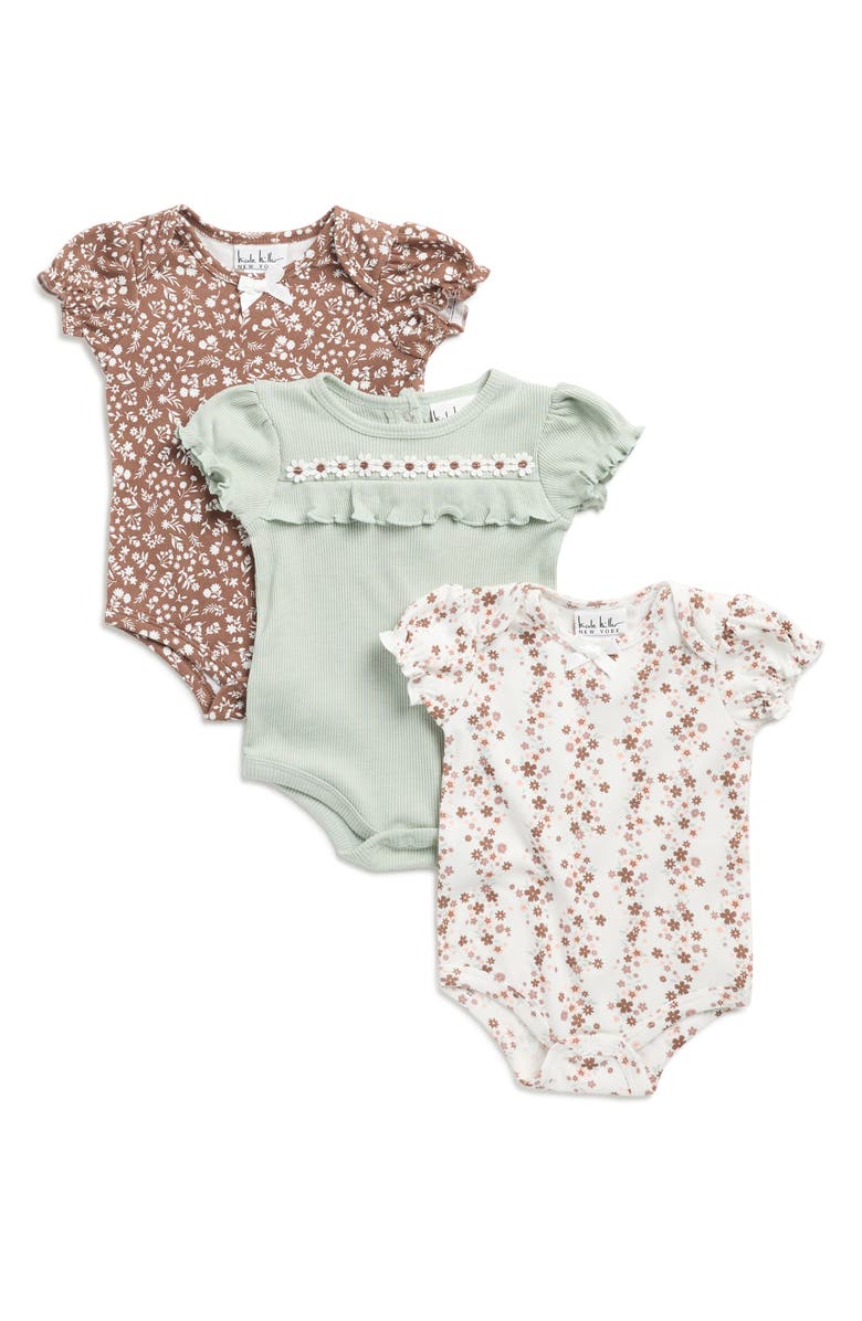Nicole Miller Assorted 3-Pack Bodysuits, Main, color, Multi Brown