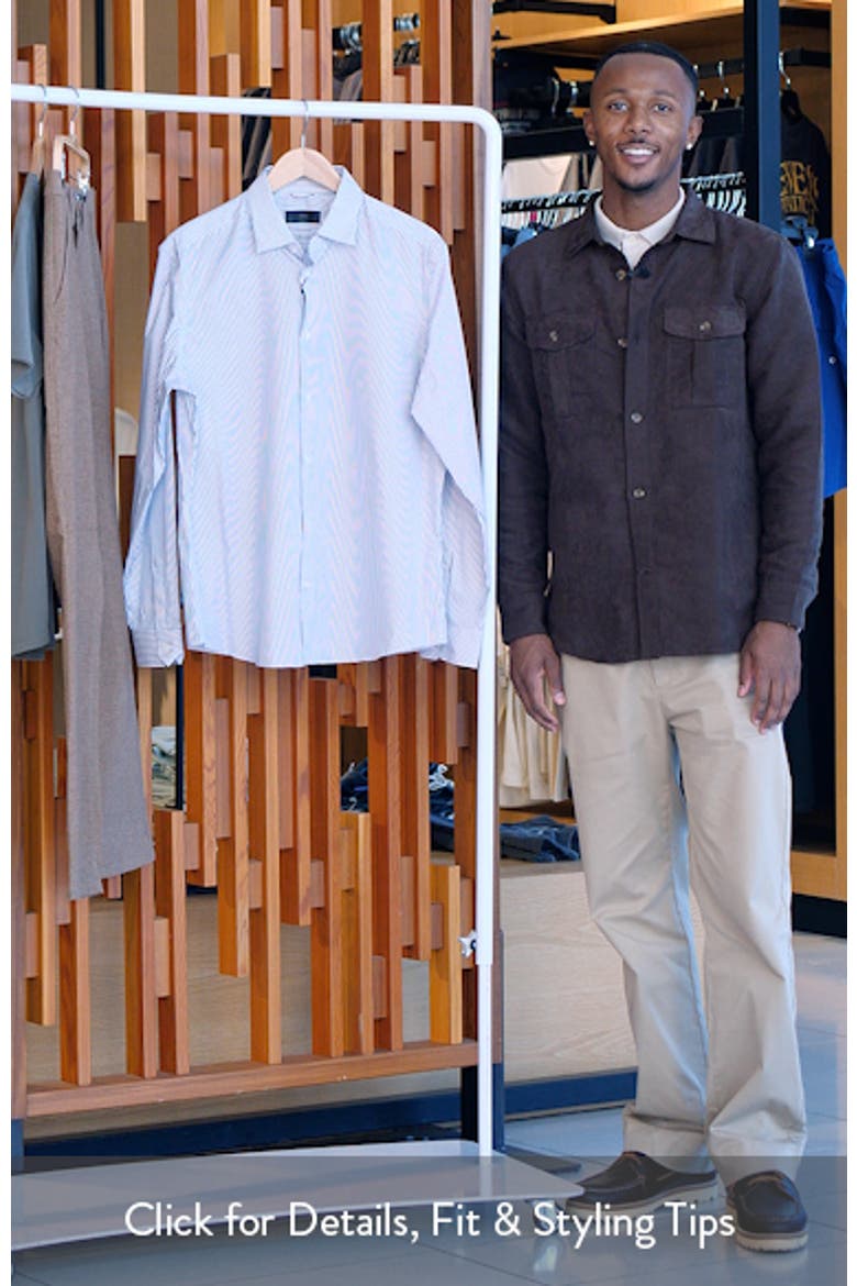 Regular Fit Stripe Stretch Cotton Blend Button-Up Shirt video