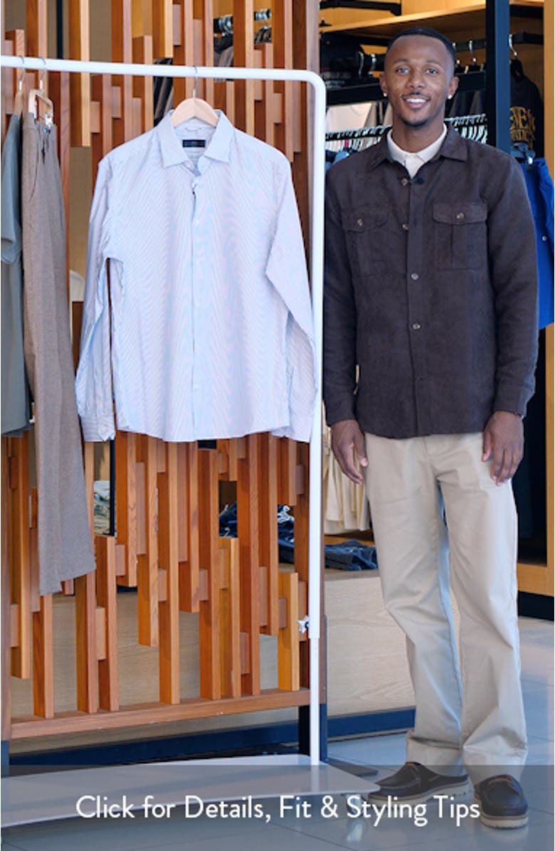 Regular Fit Stripe Stretch Cotton Blend Button-Up Shirt, sales video thumbnail