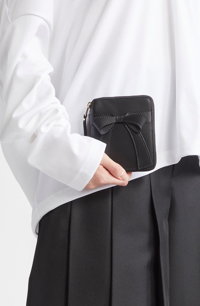 Comme des Garçons Wallets Big Bow Leather Zip Wallet, Alternate, color, Black