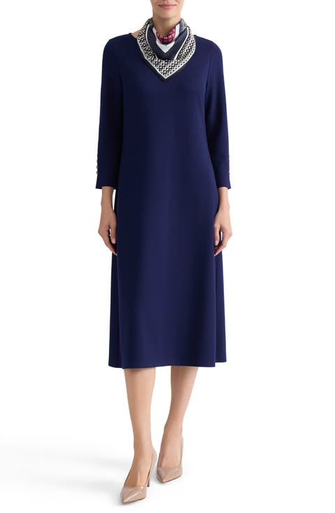 Shift Dress with Scarf
