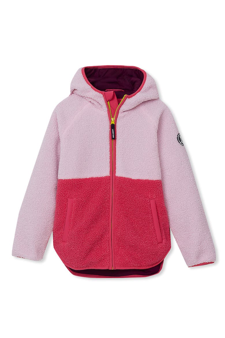 Kids Colorblock High Pile Jacket, Main, color, Hot Pink/Pink Tulle
