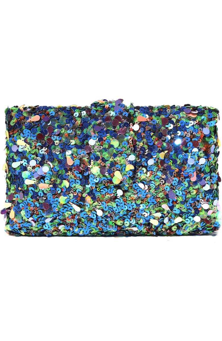 Simitri Melange Sequin Kitsch Clutch, Main, color, Peacock Blue