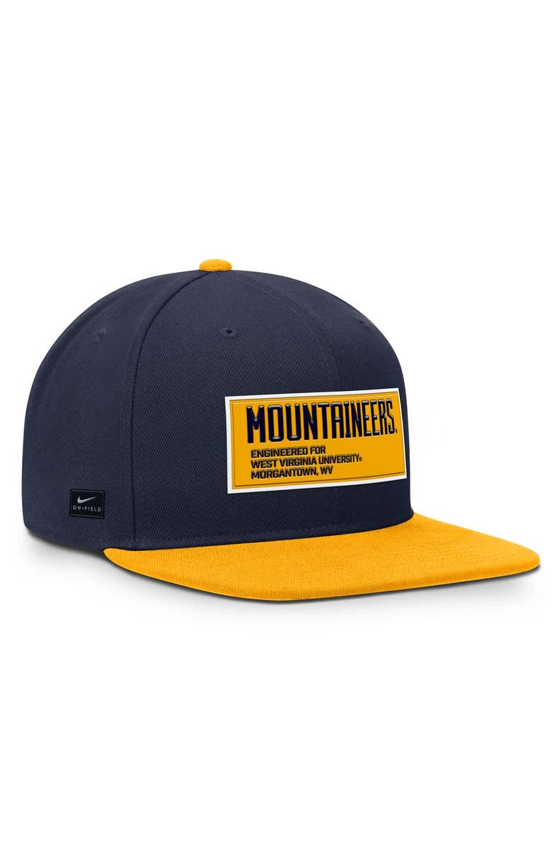 Nike Men's Nike Navy/Gold West Virginia Mountaineers 2025 On-Field Patch Pro Dri-FIT Snapback Hat, Alternate, color, Navy